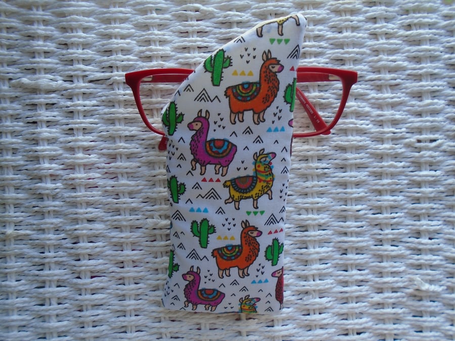 Llama or Alpaca White Glasses Case 