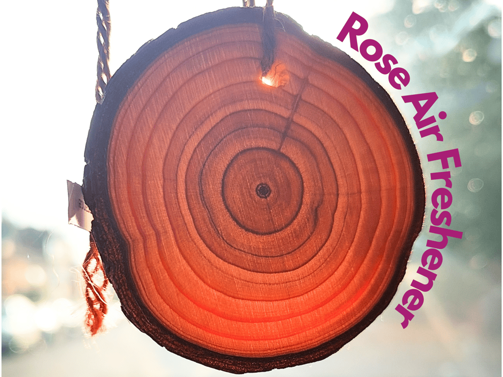 Rose Car Air Freshener. Wooden slice with long-lasting fragrance. Handmade.