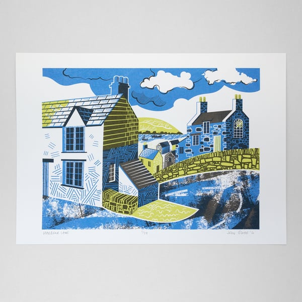 "Harbour Lane" limited edition screen print, hand printed