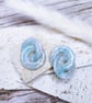 Silver and pale blue hoop earrings - Image 3
