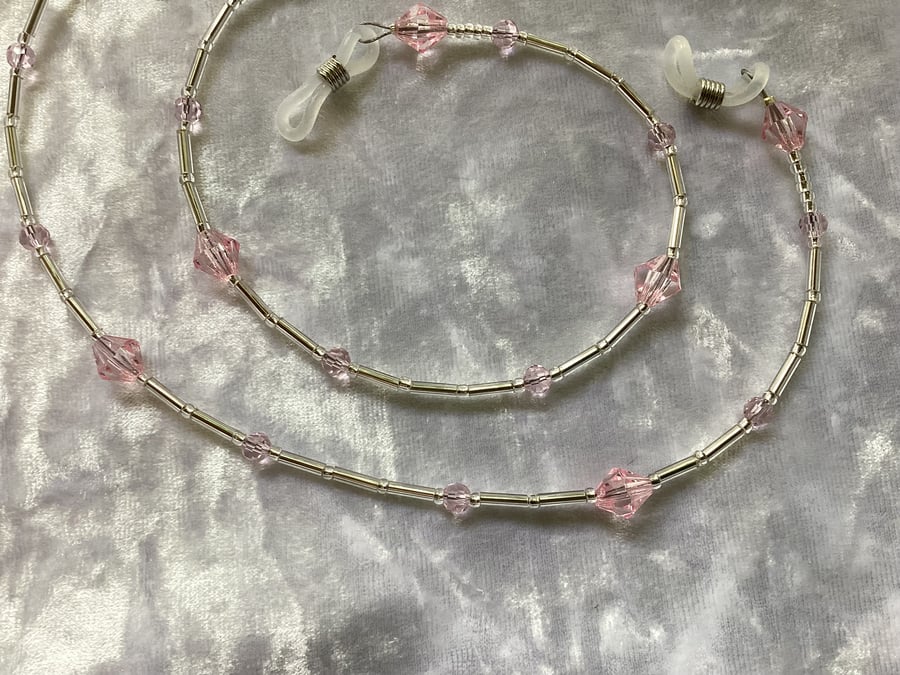 Pink beaded glasses lanyard