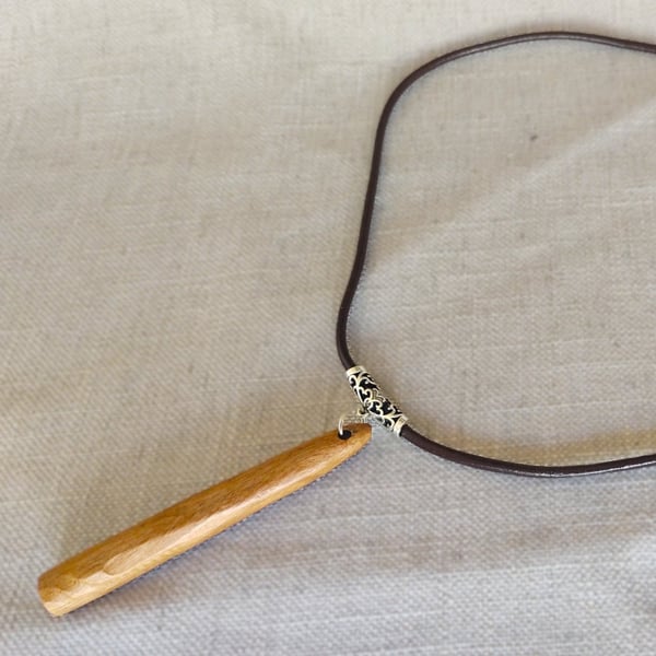 Upcycled Wood Bar Necklace Tapered Reclaimed Wood Pendant Wood Jewellery