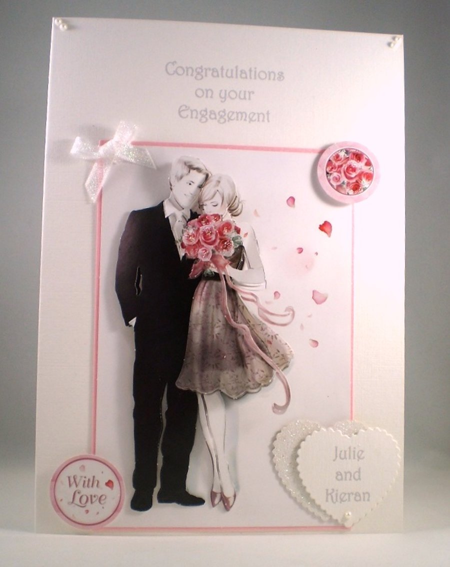 Engagement Greeting Card,handmade,3D,personalise
