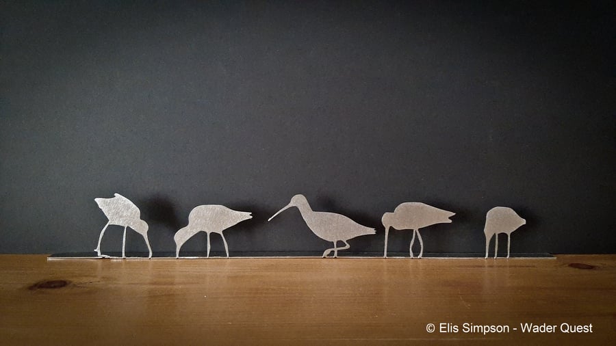 Flock of Godwits Mantelpiece Ornament, Shelf sitter, Wading Birds Decoration