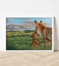 Fine art giclée print of a fox and cub