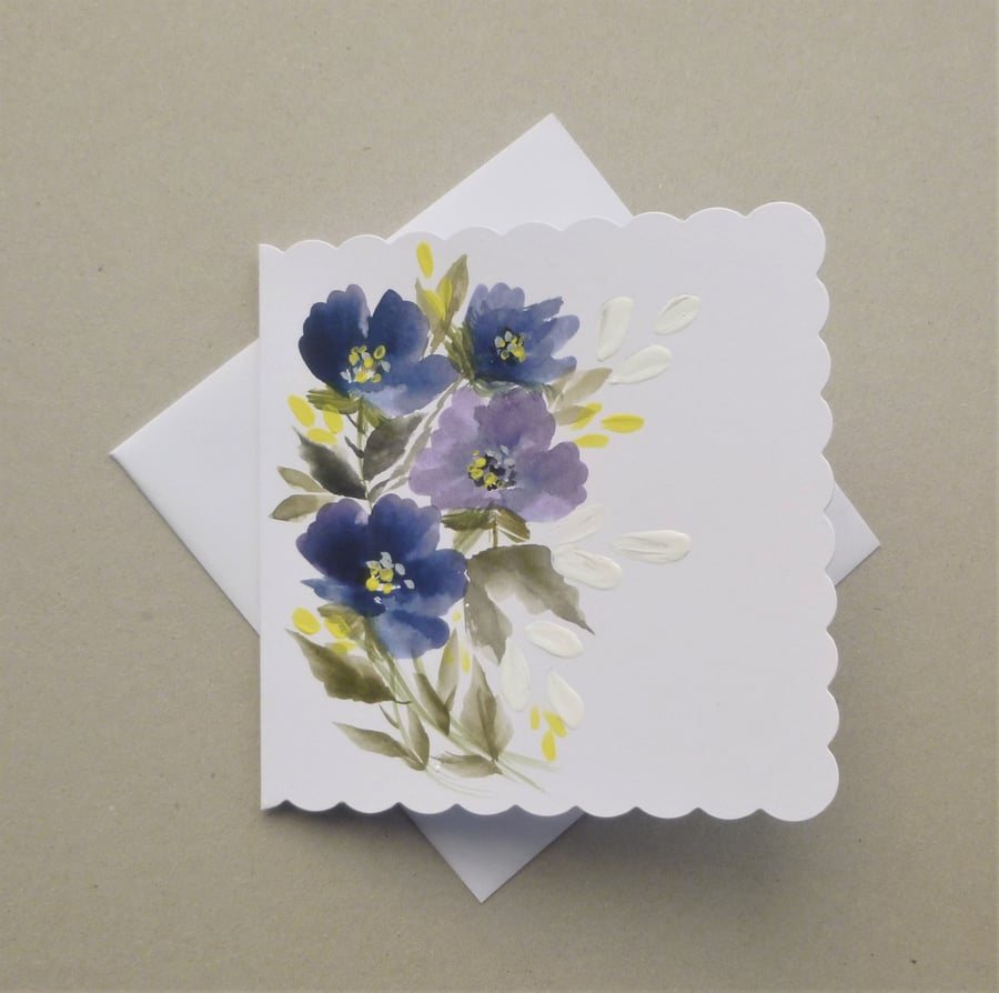 hand painted floral blank greetings card ( ref ... - Folksy
