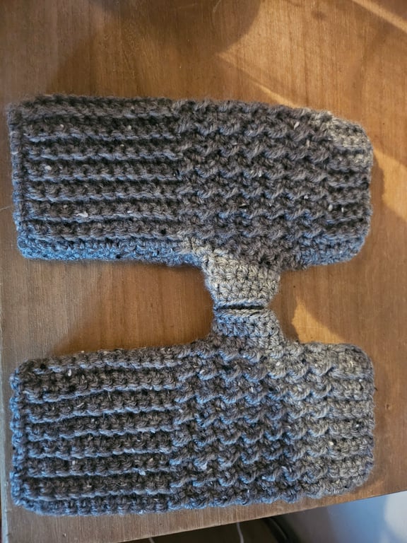 Grey Tweed Fingerless Mittens 