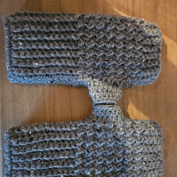 Grey Tweed Fingerless Mittens 