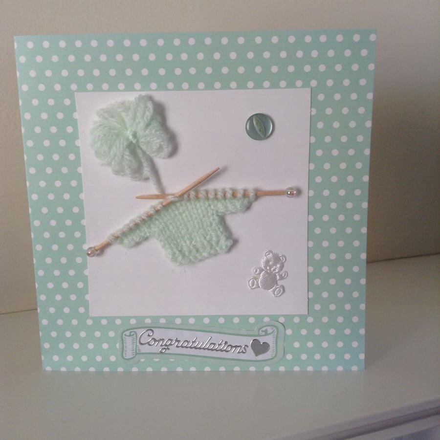 Handmade Card for a New Baby or Christening 