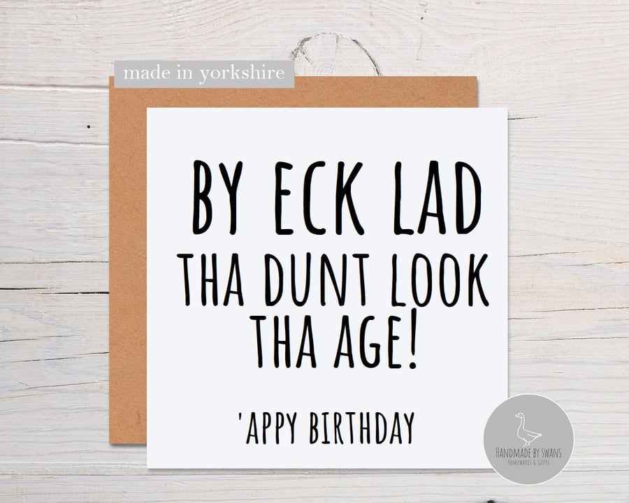 By eck lad yorkshire birthday card, yorkshire dialect card, 