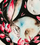 Original Hare Rabbit and Flowers under Full Moon Watercolour Moonlit Nature Art - Image 4