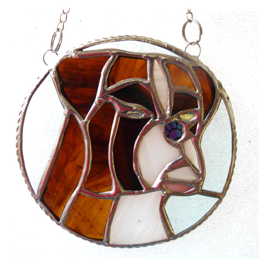  Boxer Dog Suncatcher Stained Glass Brown 012