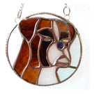  Boxer Dog Suncatcher Stained Glass Brown 012