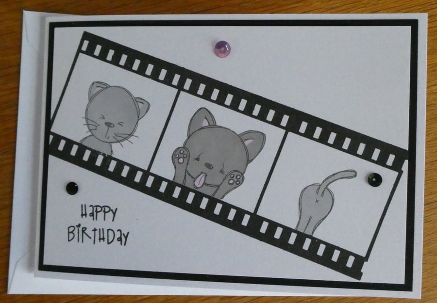 Film Roll Birthday Card - Cat and Dog