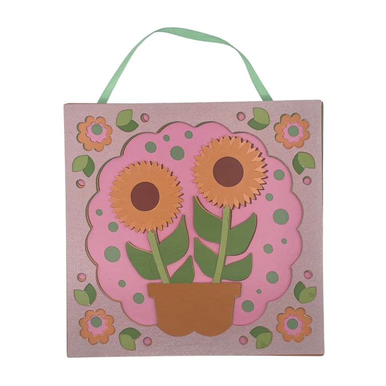 Pink Sunflower Wall  Hanging
