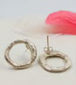 Molten Sterling Silver Circle Stud Earrings - Organic Chunky Minimalist Studs - Image 2