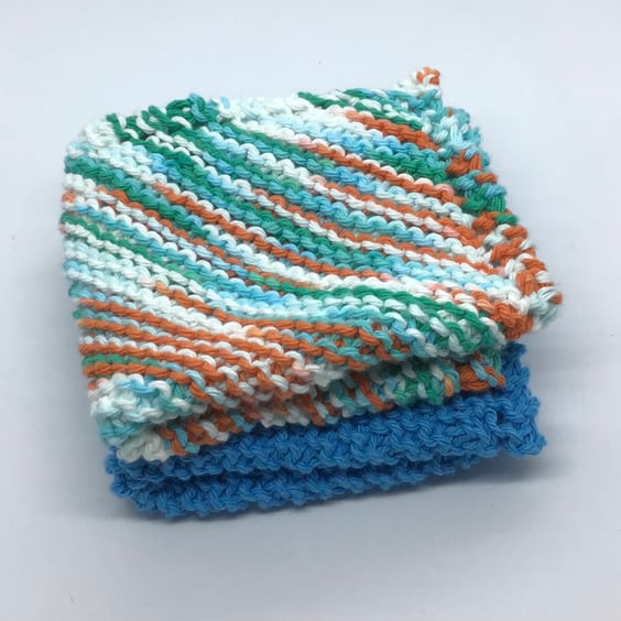 Hand Knit Cotton Dishcloth Pack of 2 