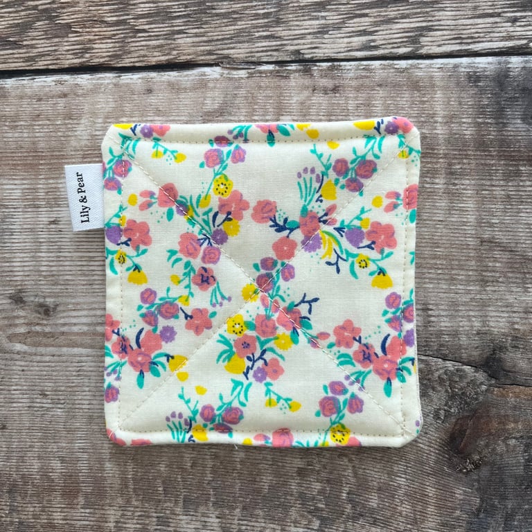 Coasters Set of 4, Floral Square Coasters