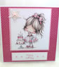 Pretty girl with cake birthday card - Image 1
