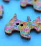 Wooden Scottie Dog Buttons Multi Coloured Flowers 6pk 28x20mm Scotty (DG24) - Image 2