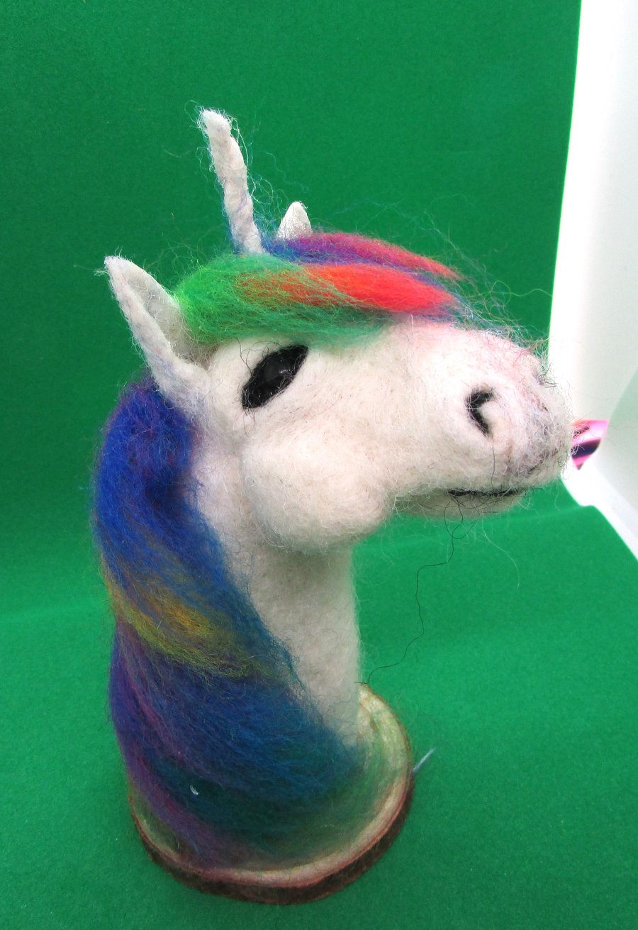 Handmade Needle-Felted Unicorn  Whimsical Wool Decor or Gift