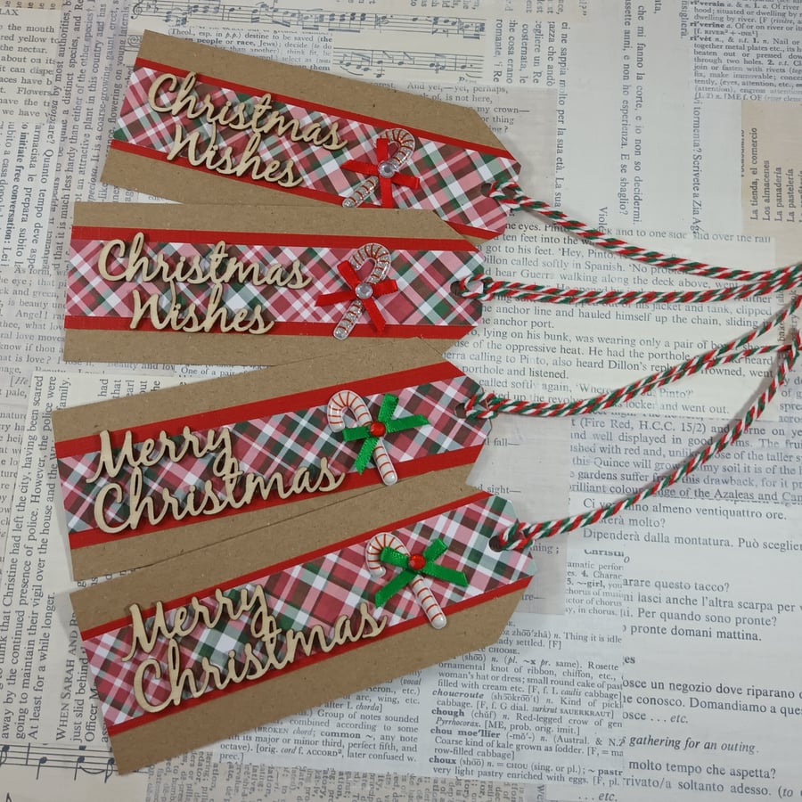 Pack of 4 handmade Christmas gift tags - Folksy