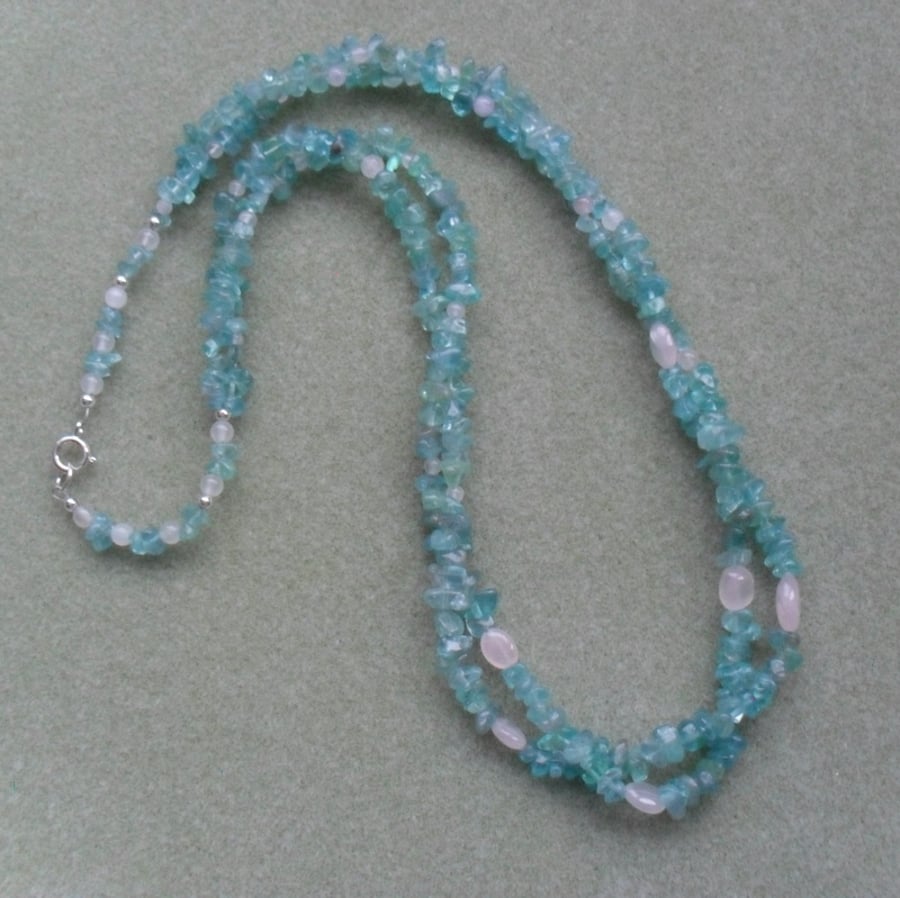  Apatite and Rose Quartz Necklace
