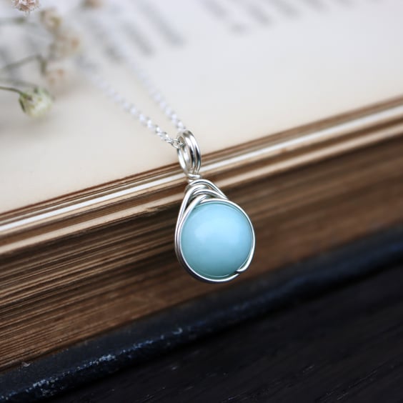 Amazonite Necklace Wire Wrapped in Sterling Silver