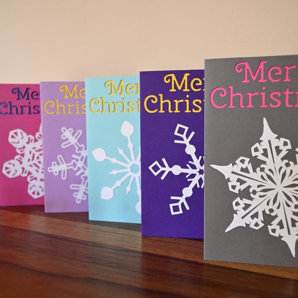 Set of 6 Intricate Snowflake Christmas Cards