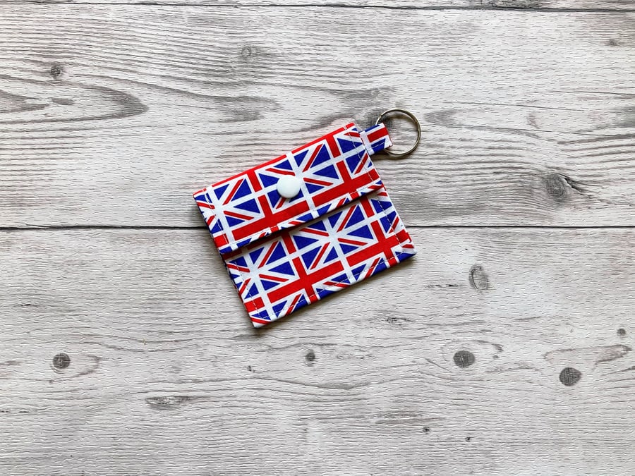 Union Jack round tin lip balm keyring, keychain. Lipstick holder.