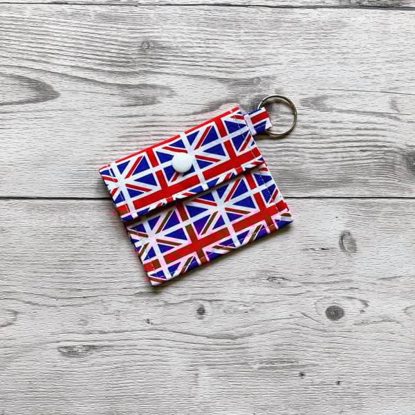 Union Jack round tin lip balm keyring, keychain. Lipstick holder.
