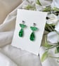 Emerald Green Confetti Acrylic Elegant Drop Earrings