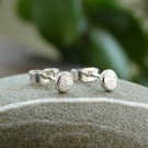 Tiny textured dot circle stud earrings - recycled sterling silver