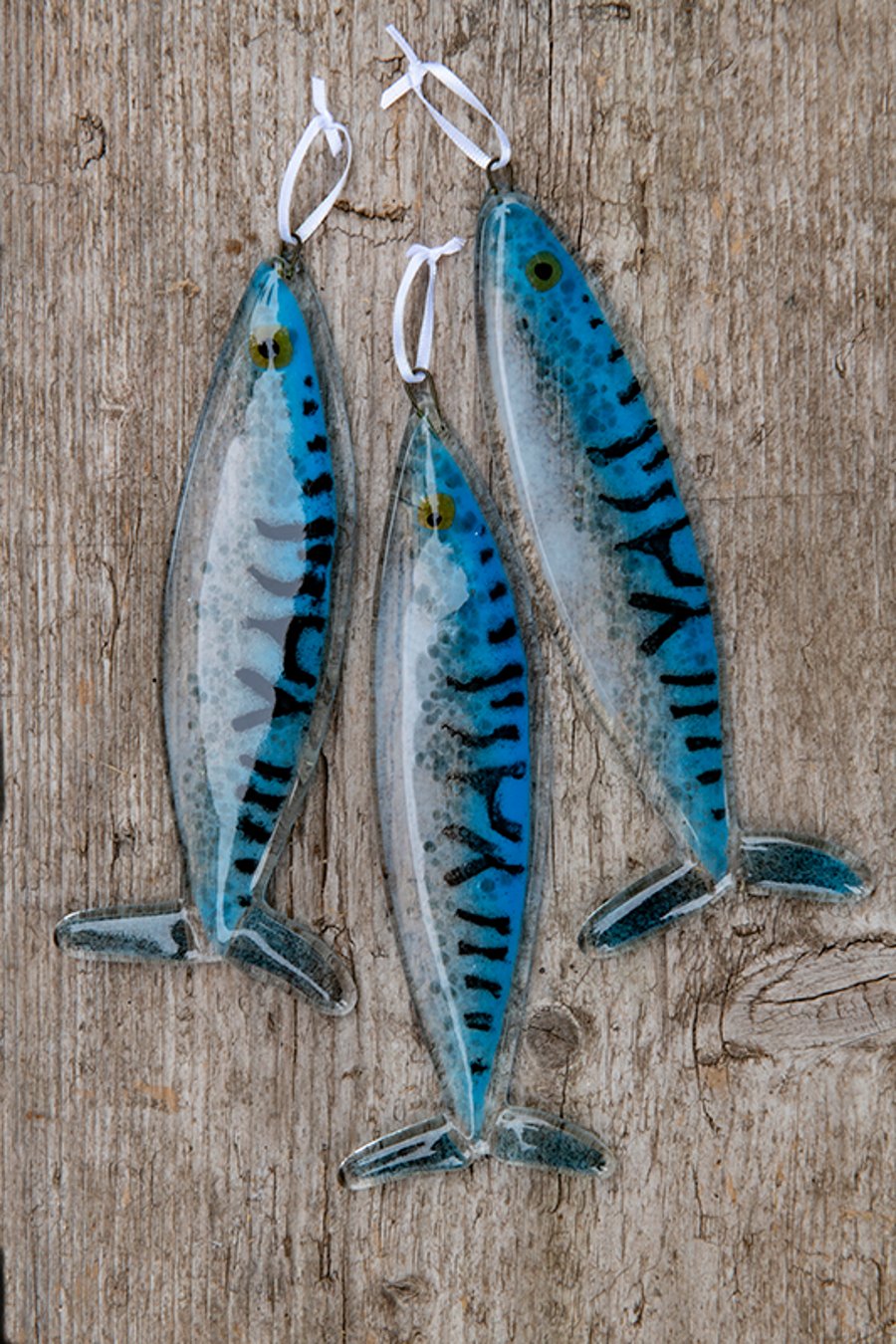 Fused glass Mackerel hanging decoration