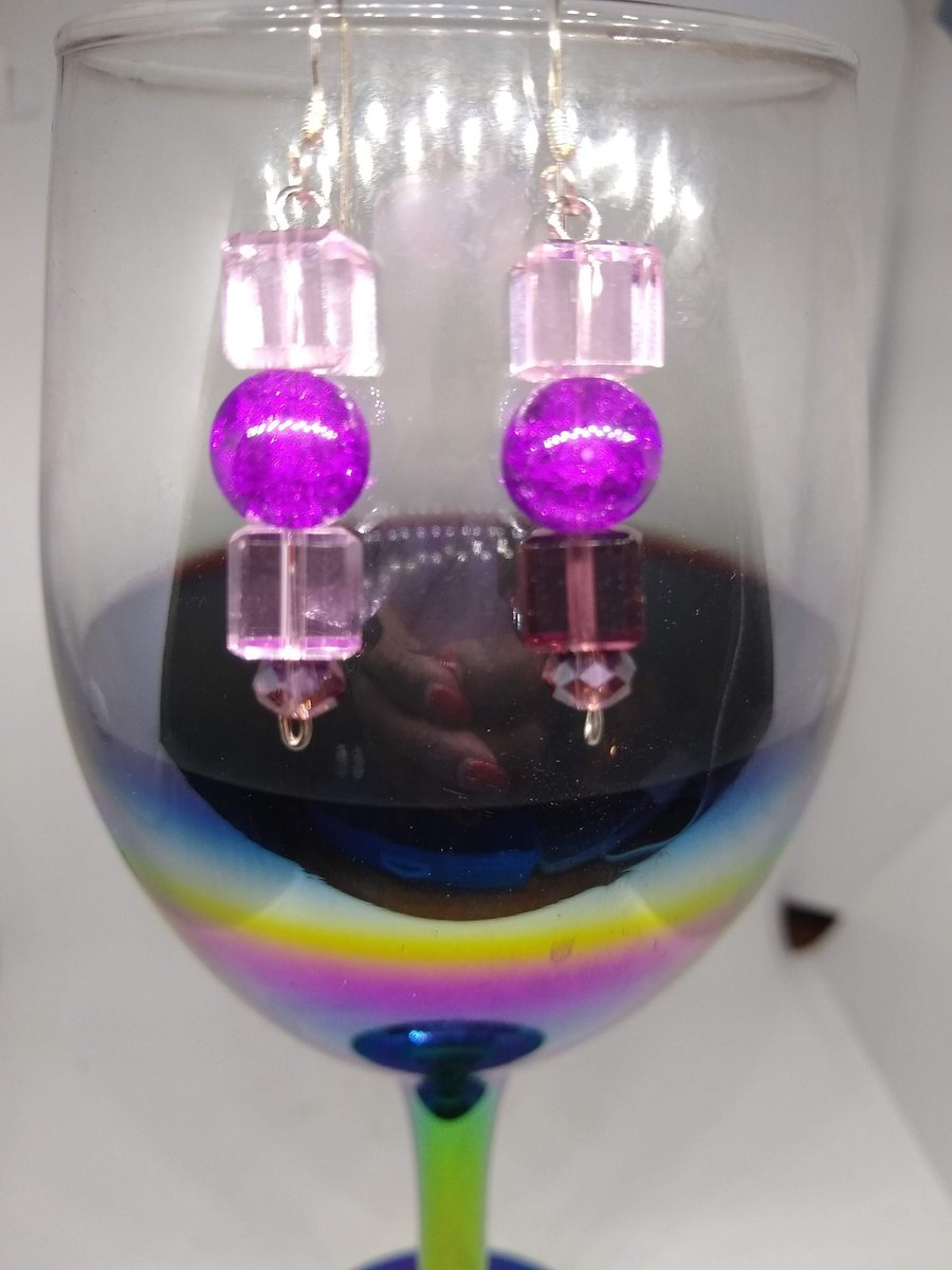Purple Crystal Earrings Handmade Choice of 5 styles