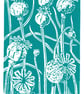Poppy Seedhead in dark cyan - Linocut Print - Image 2