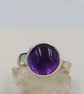 Chunky Amethyst Cabochon Sterling Silver Ring - Image 4