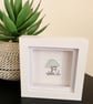 Sea Glass Toadstool Wall Art - Handmade 10 x 10 cm Shadow Box Frame - Image 2
