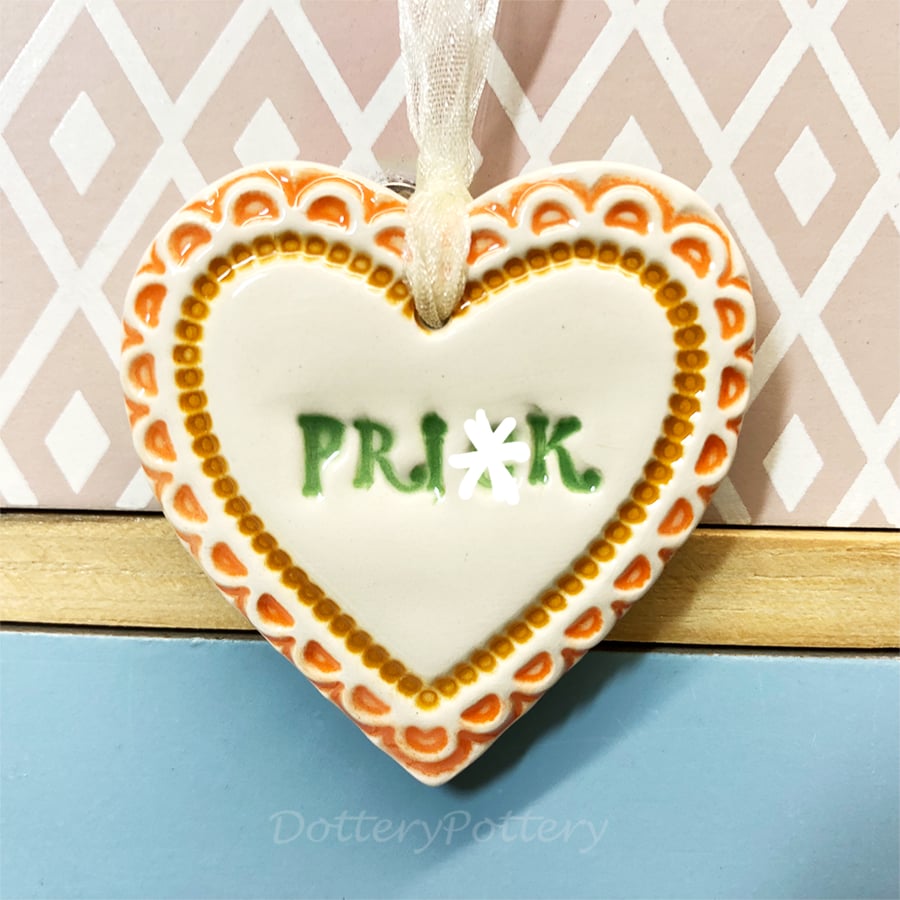 Small Ceramic heart decoration Swear words 