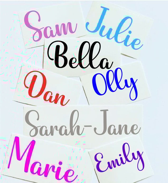 Personalised Name Stickers Words Labels Vinyl Decal Glass School Water Organise