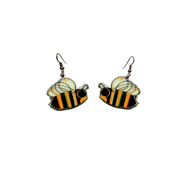 Wonderfully Whimsical Rainbow Stripe Buzzy Bee Pride Earrings by EllyMental