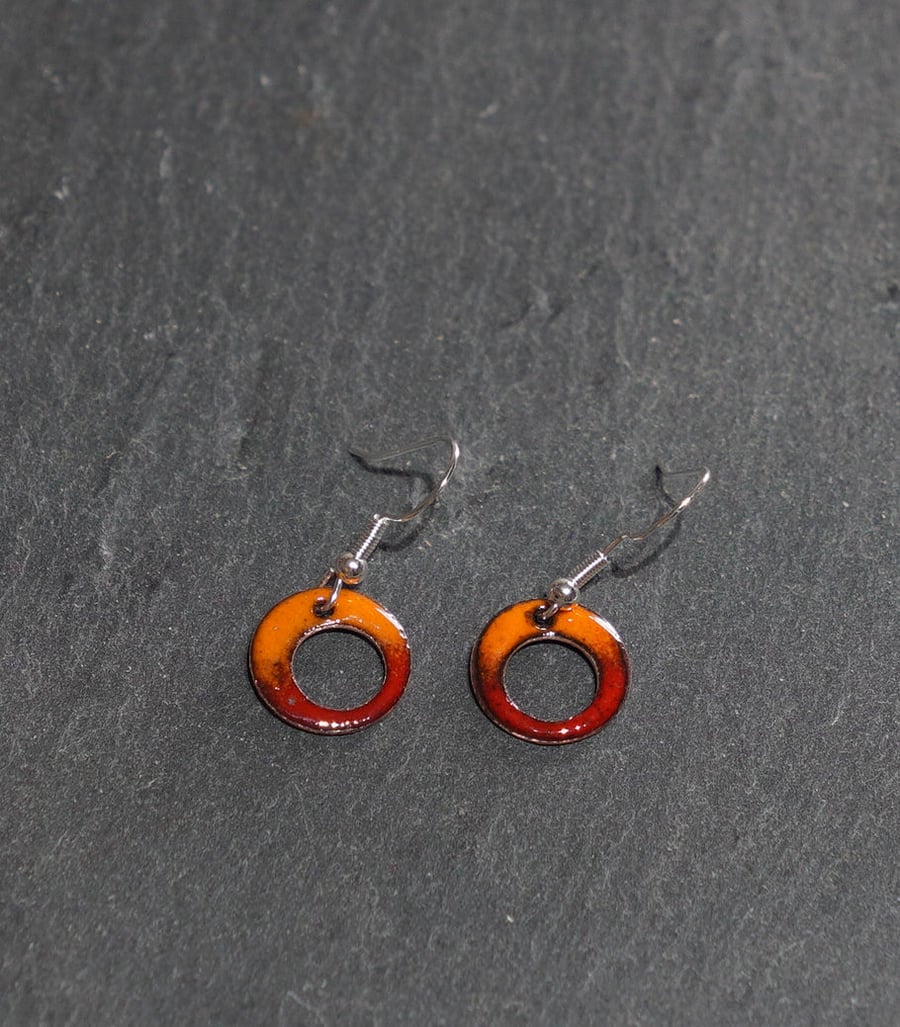 pierced circular enamelled earrings