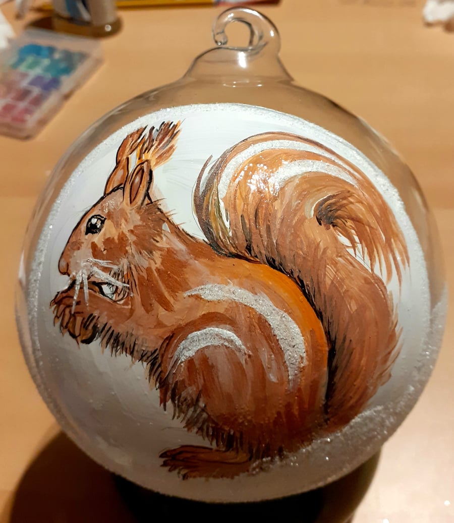 Glass bauble with squirrel
