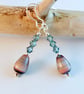 Glass Teardrop Earrings With Swarovski Crystals - Handmade In devon - Image 8