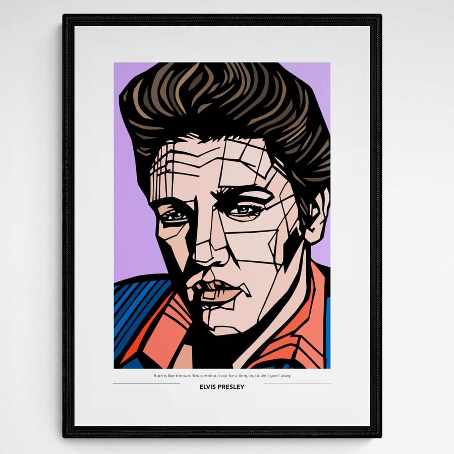 ELVIS PRESLEY print, Option to Add Quote or lyrics, personalised print, 3 sizes