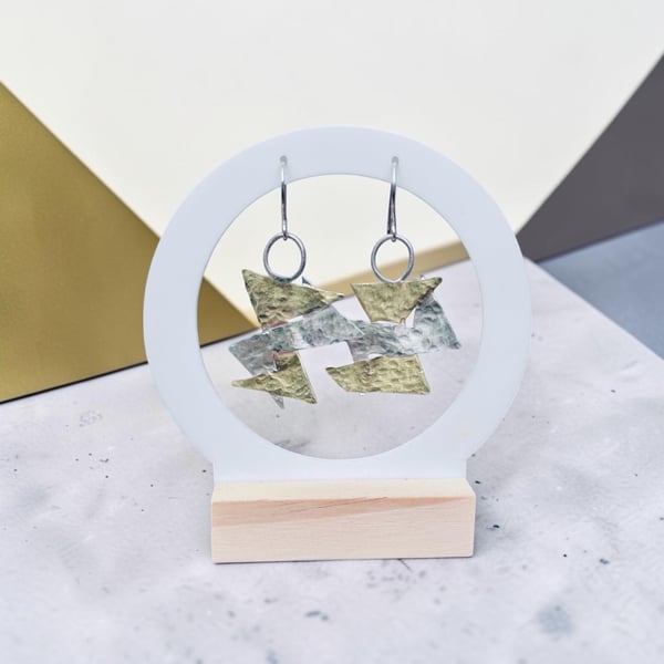 Sterling Silver & Brass  Geometric Earrings - Designed & Handmade UK