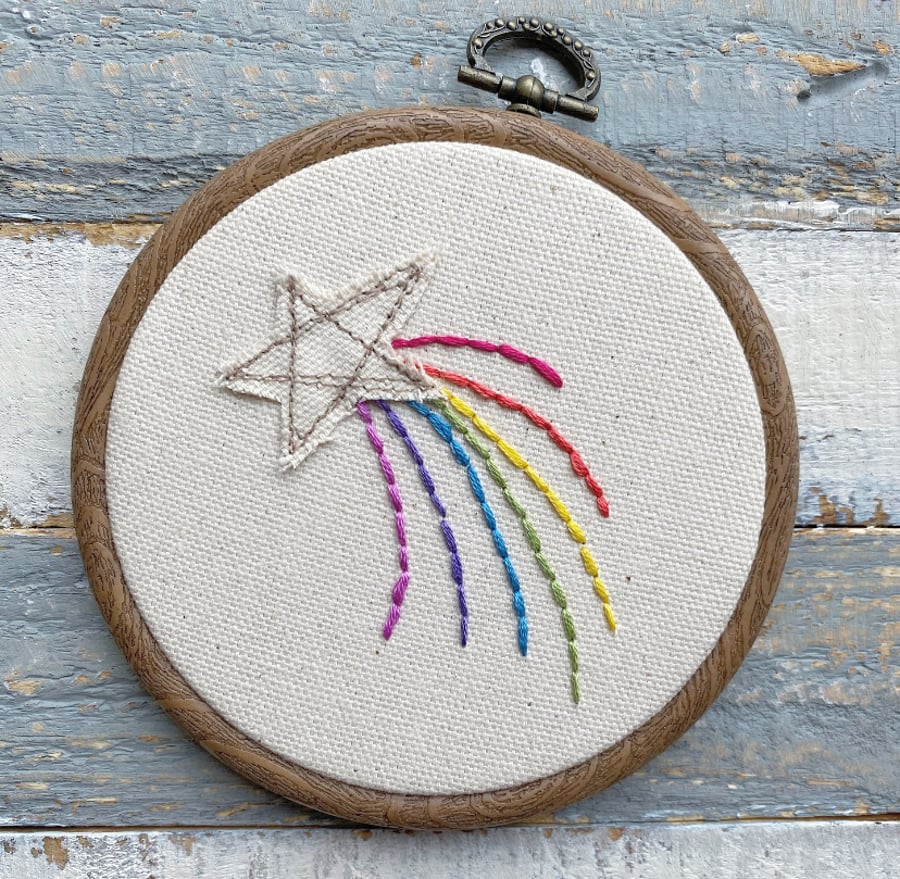 Shooting Star Embroidery Hoop Art