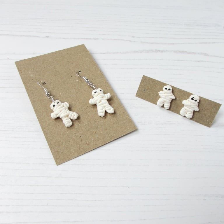 Halloween Mini mummy earrings, stud or drop