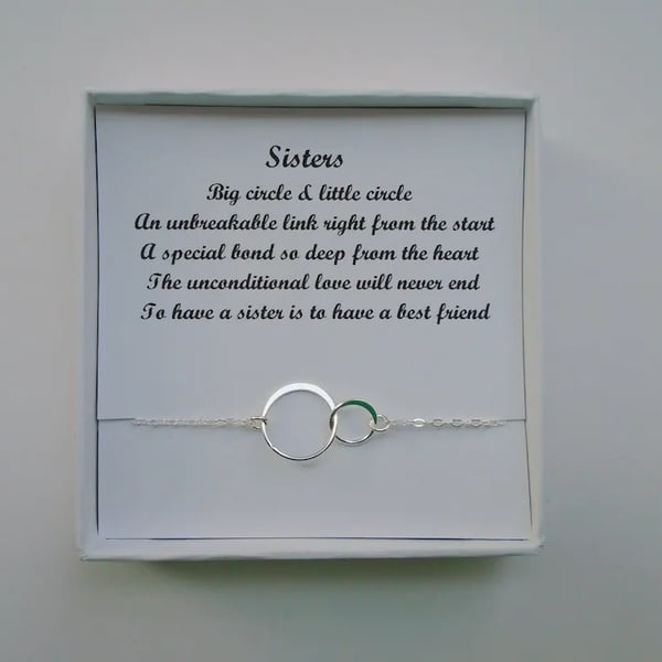 Sister gift, Eternity bracelet, Sterling silver eternity circle bracelet