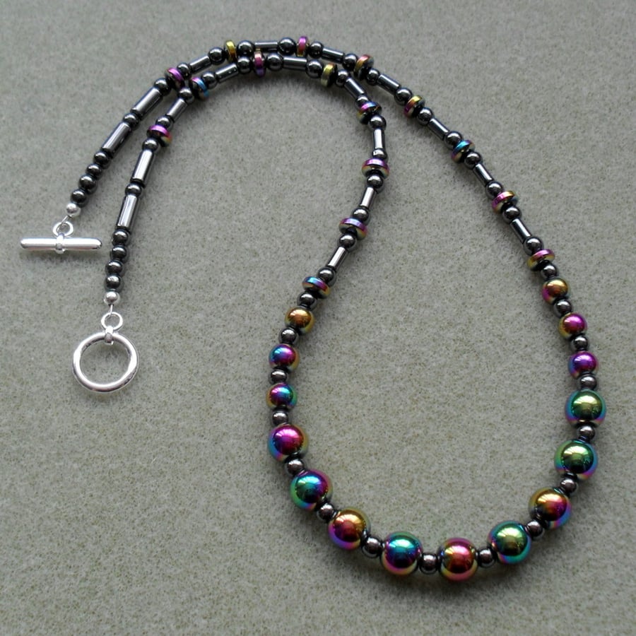 Rainbow Haematite Beaded Necklace